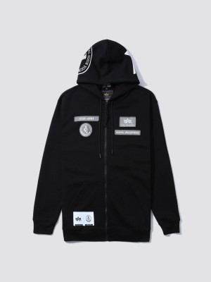 Felpa con Cappuccio Alpha Industries Alpha X Izzue Full Zip Uomo Nere | 40253-JXRE