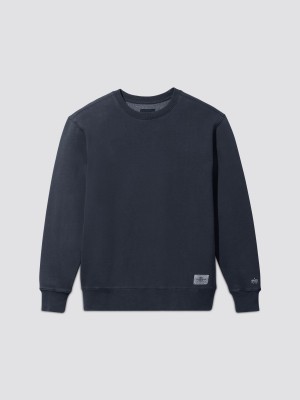 Felpa con Cappuccio Alpha Industries Essential Washed Crewneck Uomo Blu | 69724-LNOD