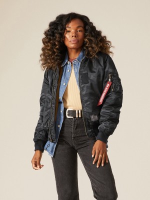 Giacca Bomber Alpha Industries Ma-1 Con Cappuccio Battlewash Donna Nere Camouflage | 20495-DGXH