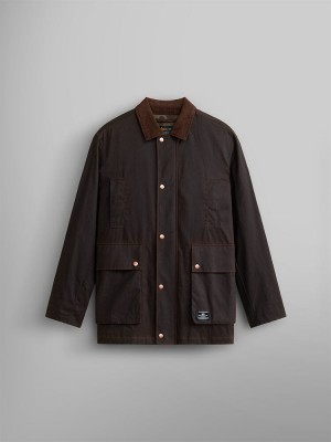 Giacche Alpha Industries Waxed Cotone Car Coat Uomo Cioccolato | 20346-KYGD