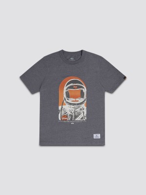 Magliette Alpha Industries Nasa Moon Man Uomo Grigie Arancioni | 17349-JUDW