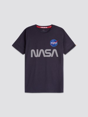 Magliette Alpha Industries Nasa Reflective Uomo Blu | 91265-JIAC