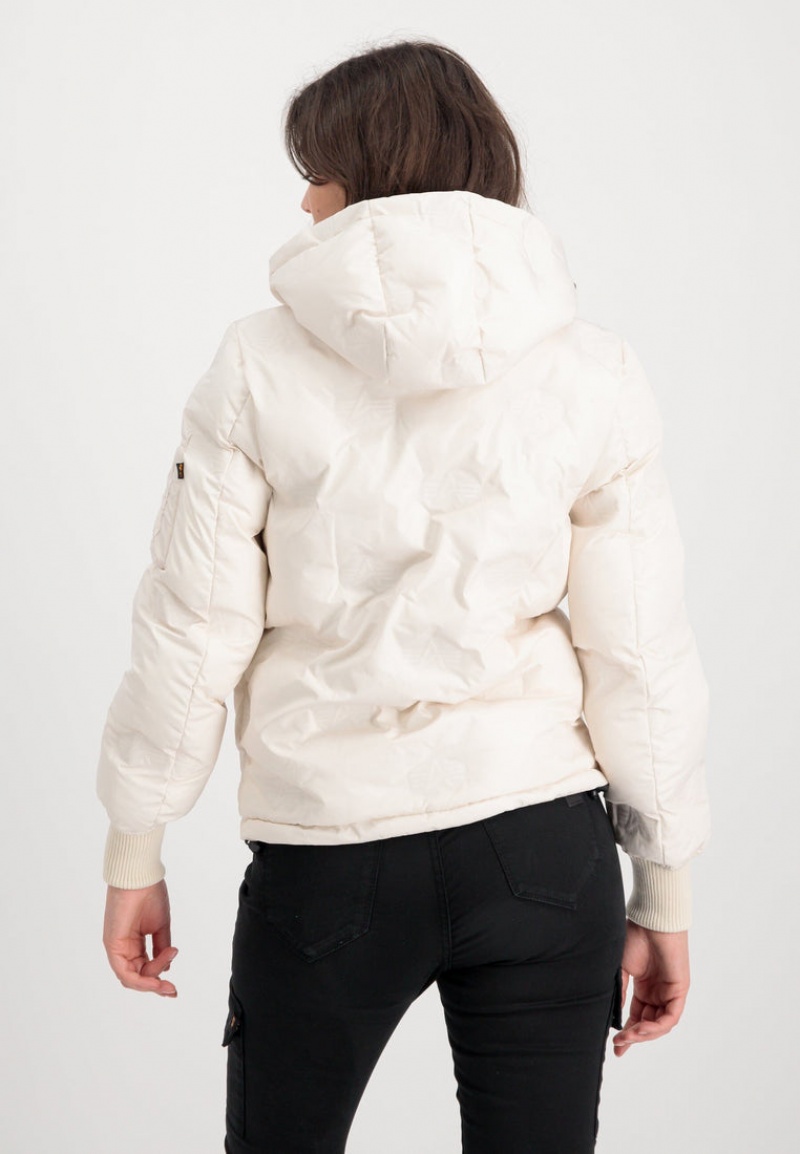 Capispalla Alpha Industries Con Cappuccio Logo Puffer W Donna Bianche | 83025-HXPN