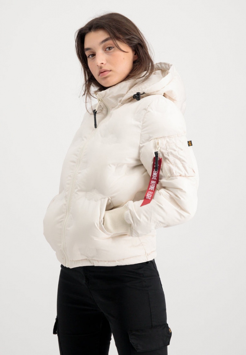 Capispalla Alpha Industries Con Cappuccio Logo Puffer W Donna Bianche | 83025-HXPN