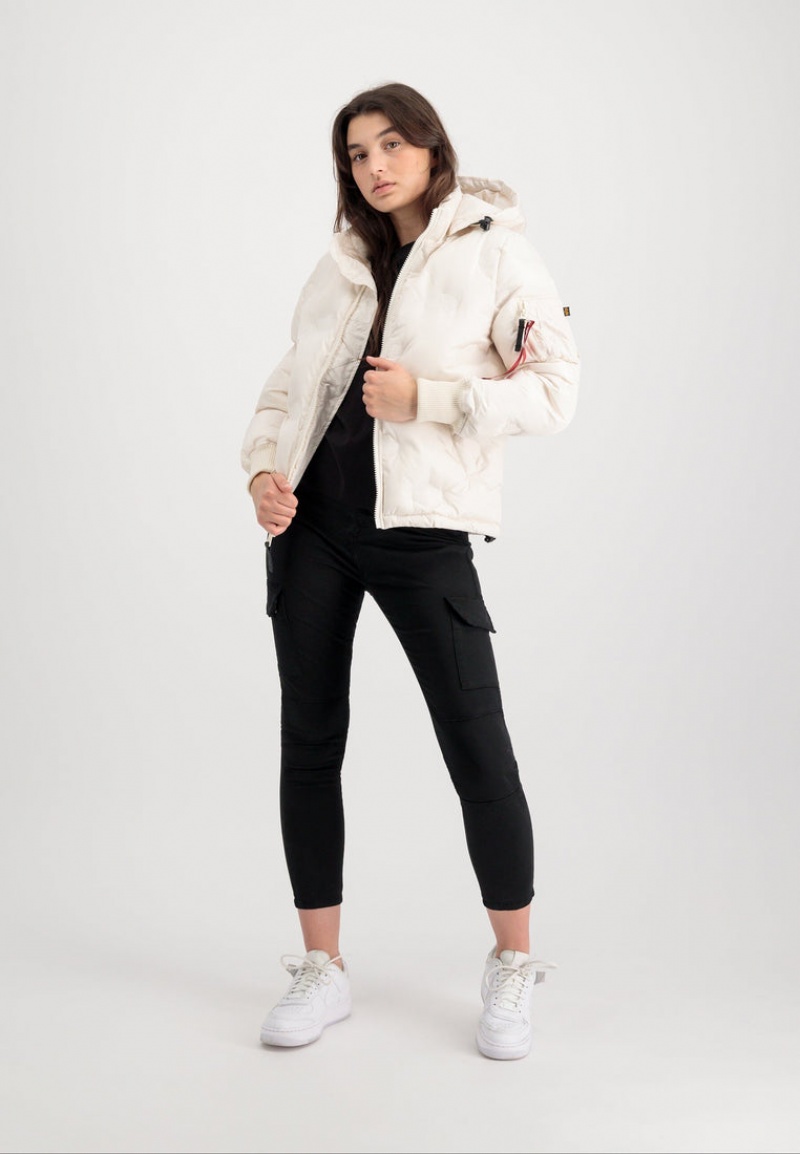 Capispalla Alpha Industries Con Cappuccio Logo Puffer W Donna Bianche | 83025-HXPN