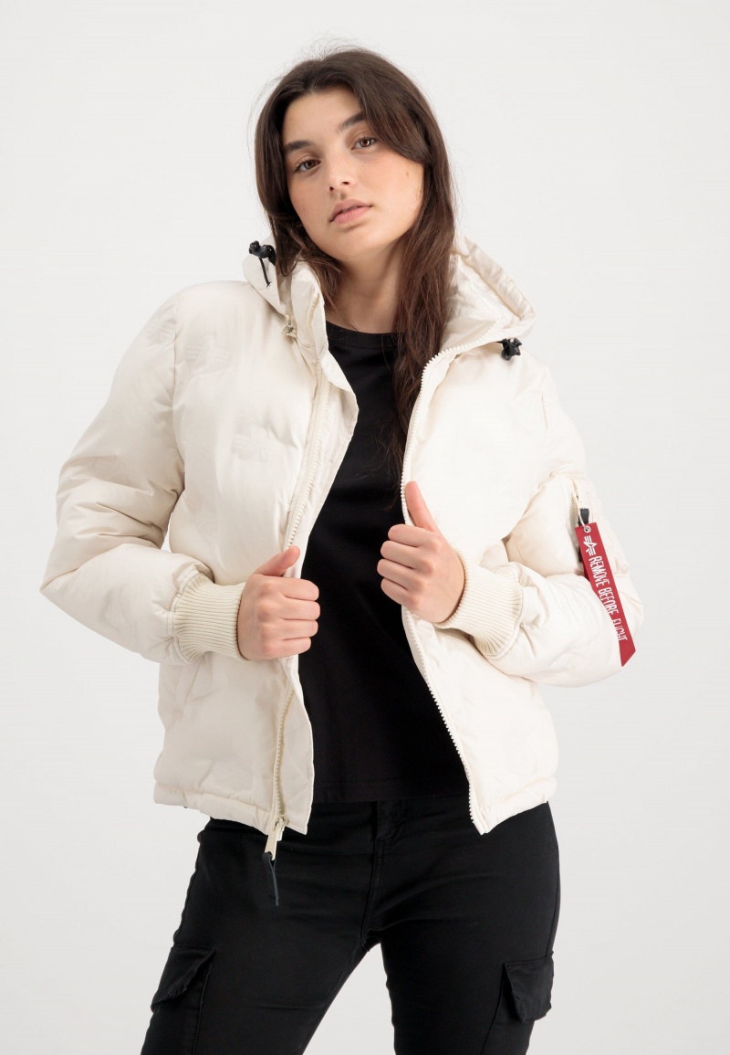 Capispalla Alpha Industries Con Cappuccio Logo Puffer W Donna Bianche | 83025-HXPN