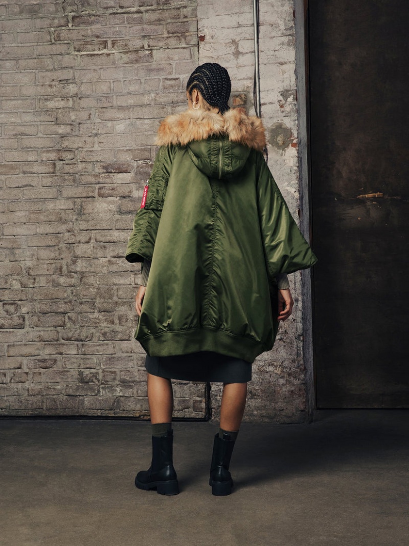 Capispalla Alpha Industries Ma-1 Poncho W Donna Verde Oliva | 69145-MZUG