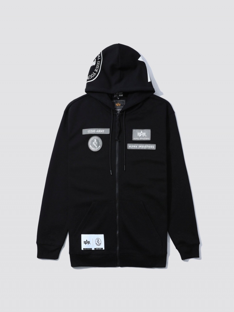 Felpa con Cappuccio Alpha Industries Alpha X Izzue Full Zip Uomo Nere | 48795-BWSV