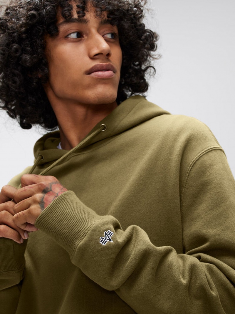 Felpa con Cappuccio Alpha Industries Alpha Uomo Verde Oliva | 94560-SGQD