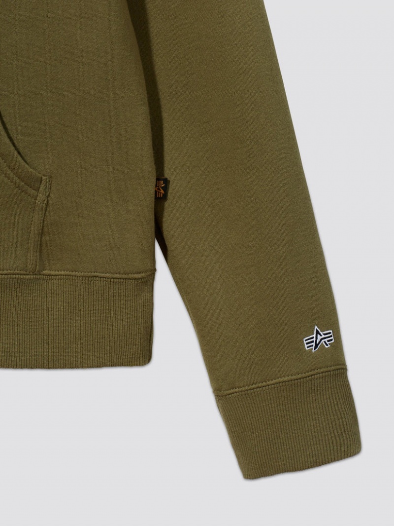 Felpa con Cappuccio Alpha Industries Alpha Uomo Verde Oliva | 94560-SGQD