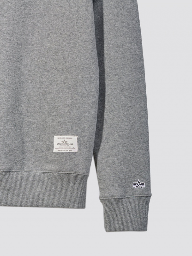 Felpa con Cappuccio Alpha Industries Essential Crewneck Uomo Grigie | 16897-XDYJ