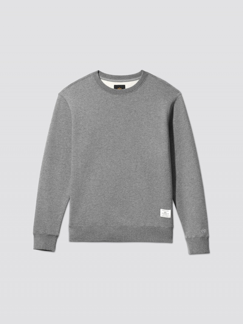 Felpa con Cappuccio Alpha Industries Essential Crewneck Uomo Grigie | 16897-XDYJ