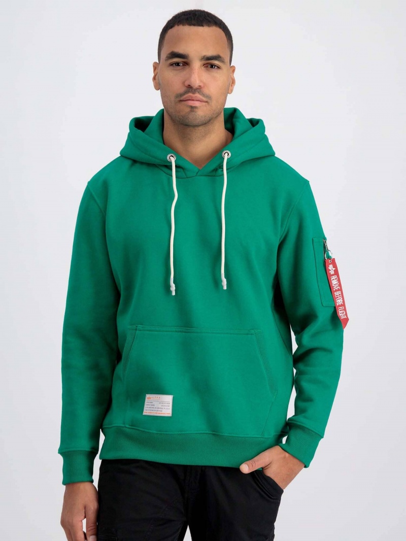 Felpa con Cappuccio Alpha Industries Recycled Label Uomo Verdi Verdi | 63179-IBSY