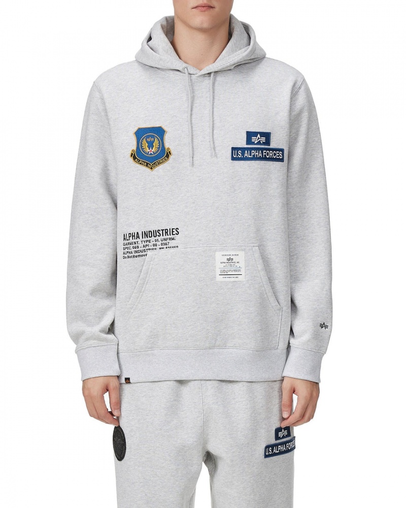 Felpa con Cappuccio Alpha Industries Unfrm Badge Uomo Grigie | 67942-RYLW