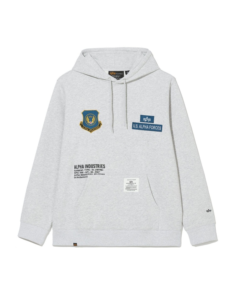 Felpa con Cappuccio Alpha Industries Unfrm Badge Uomo Grigie | 67942-RYLW