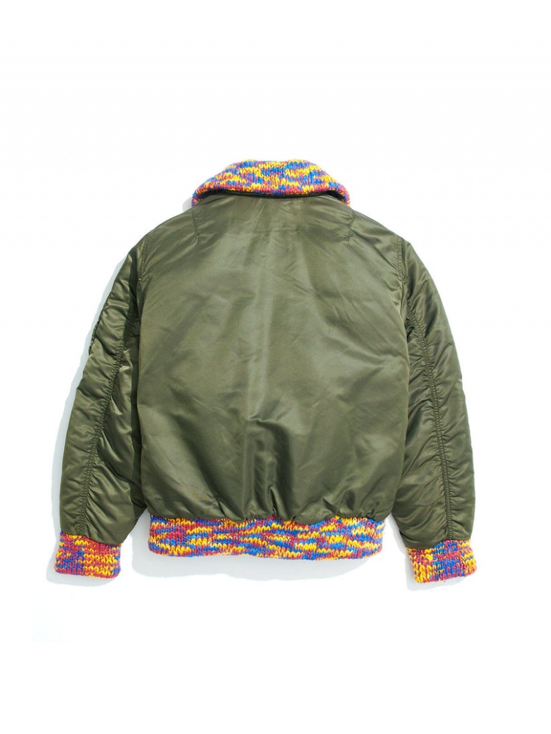 Giacca Bomber Alpha Industries Awake X Alpha Ma-1 Knit Trimmed Washed Uomo Verde Oliva | 05271-RJOU