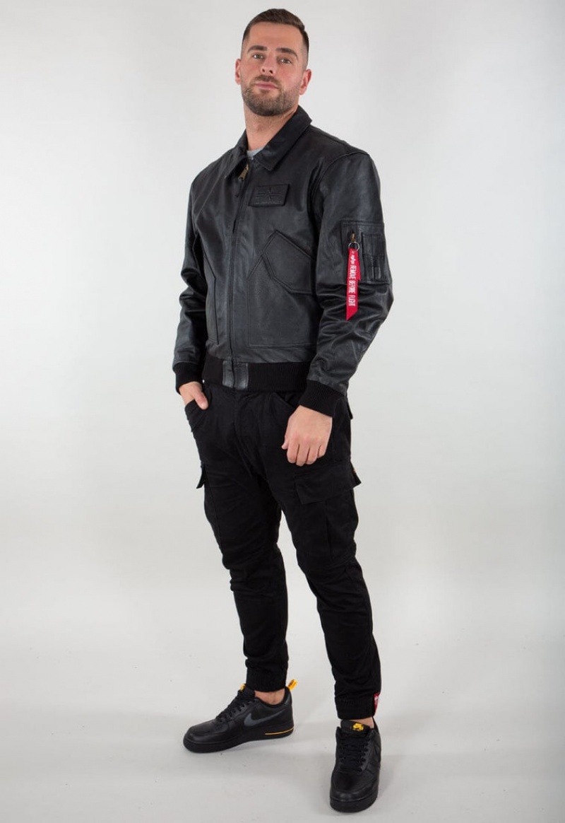 Giacca Bomber Alpha Industries Cwu Pelle Uomo Nere | 91634-ZAPN