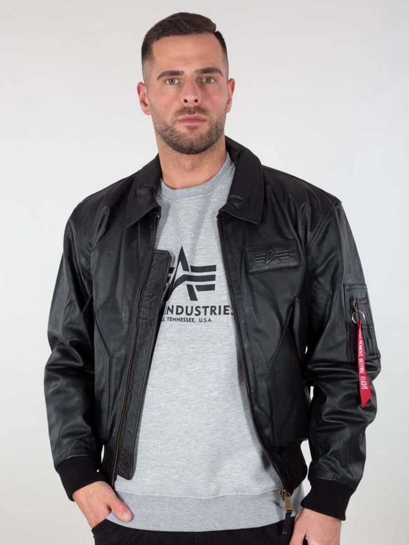 Giacca Bomber Alpha Industries Cwu Pelle Uomo Nere | 91634-ZAPN