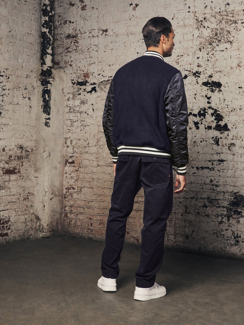 Giacca Bomber Alpha Industries Ma-1 Lana Vergine Varsity Uomo Blu | 58143-NEVZ