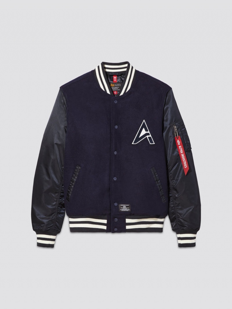 Giacca Bomber Alpha Industries Ma-1 Lana Vergine Varsity W Donna Blu | 73542-BEVG