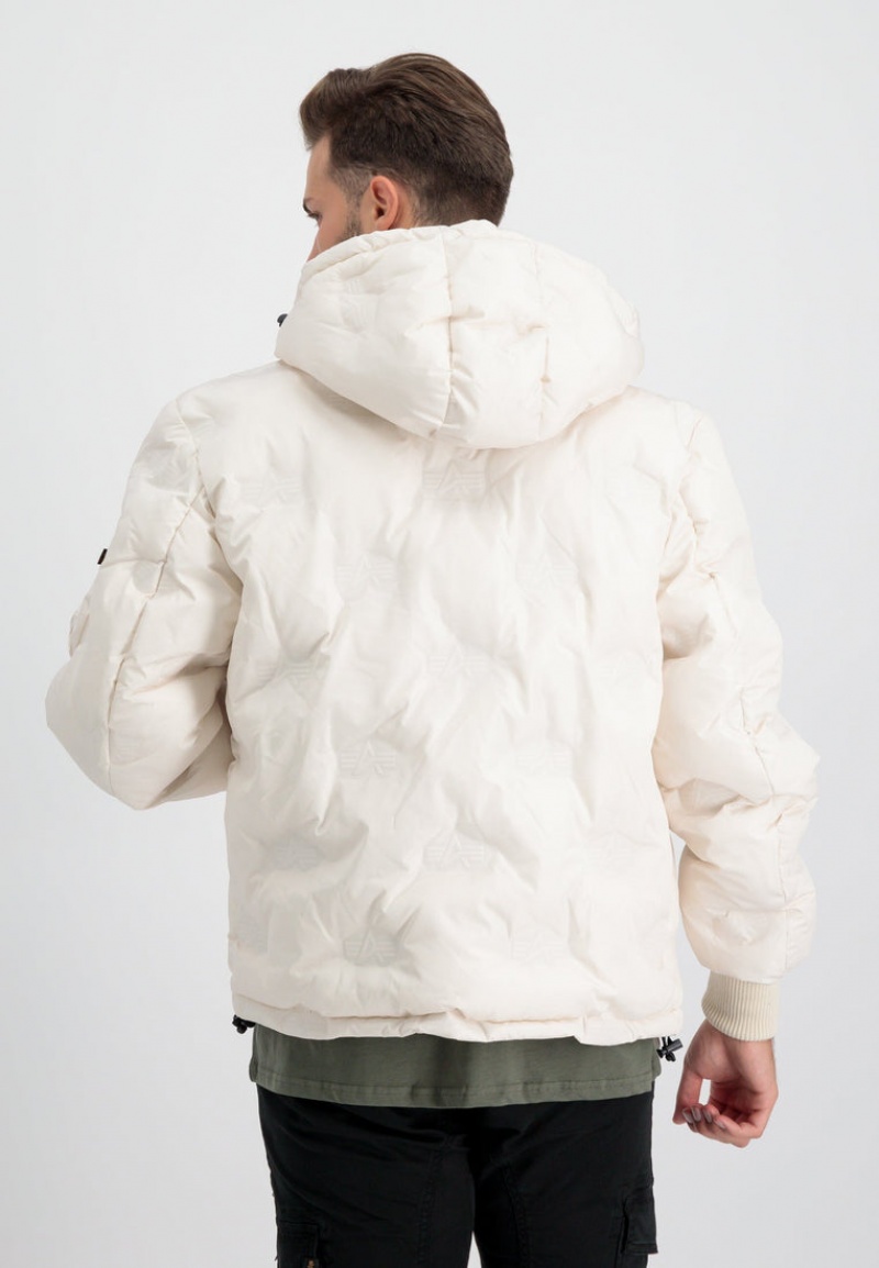 Giacche Alpha Industries Con Cappuccio Logo Puffer Uomo Bianche | 58130-JIPR