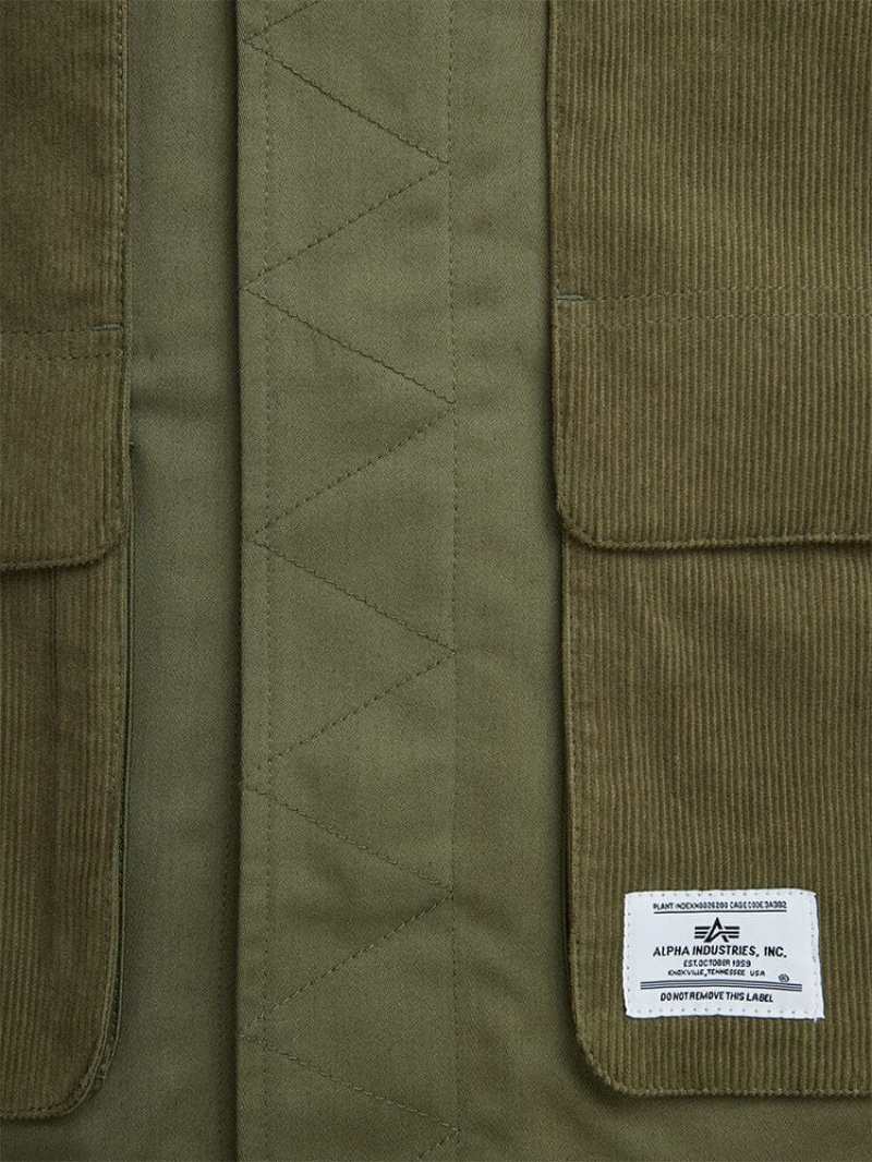 Giacche Alpha Industries Corduroy Panel Uomo Verdi | 50983-MCQU