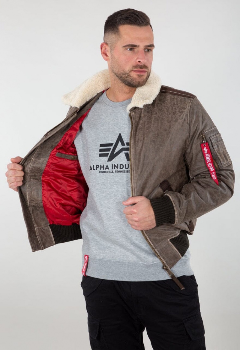 Giacche Alpha Industries Injector Iii Pelle Uomo Marroni | 93721-MAUV