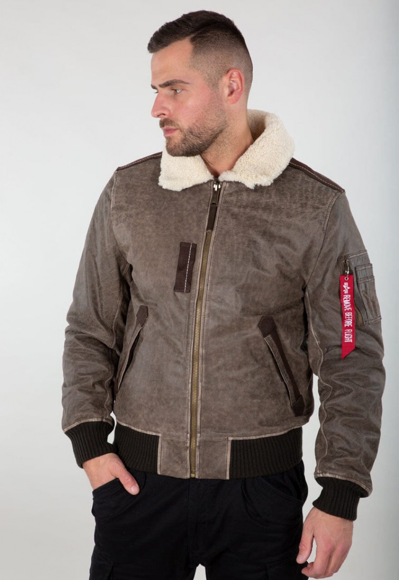 Giacche Alpha Industries Injector Iii Pelle Uomo Marroni | 93721-MAUV