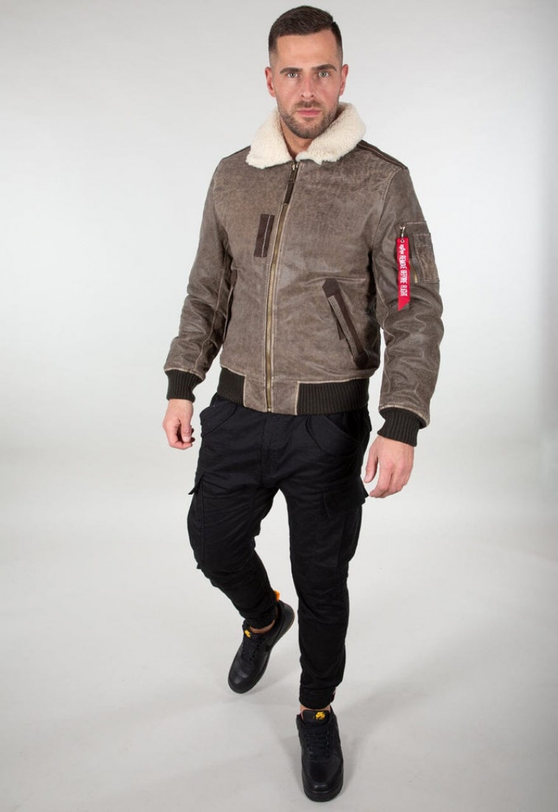 Giacche Alpha Industries Injector Iii Pelle Uomo Marroni | 93721-MAUV