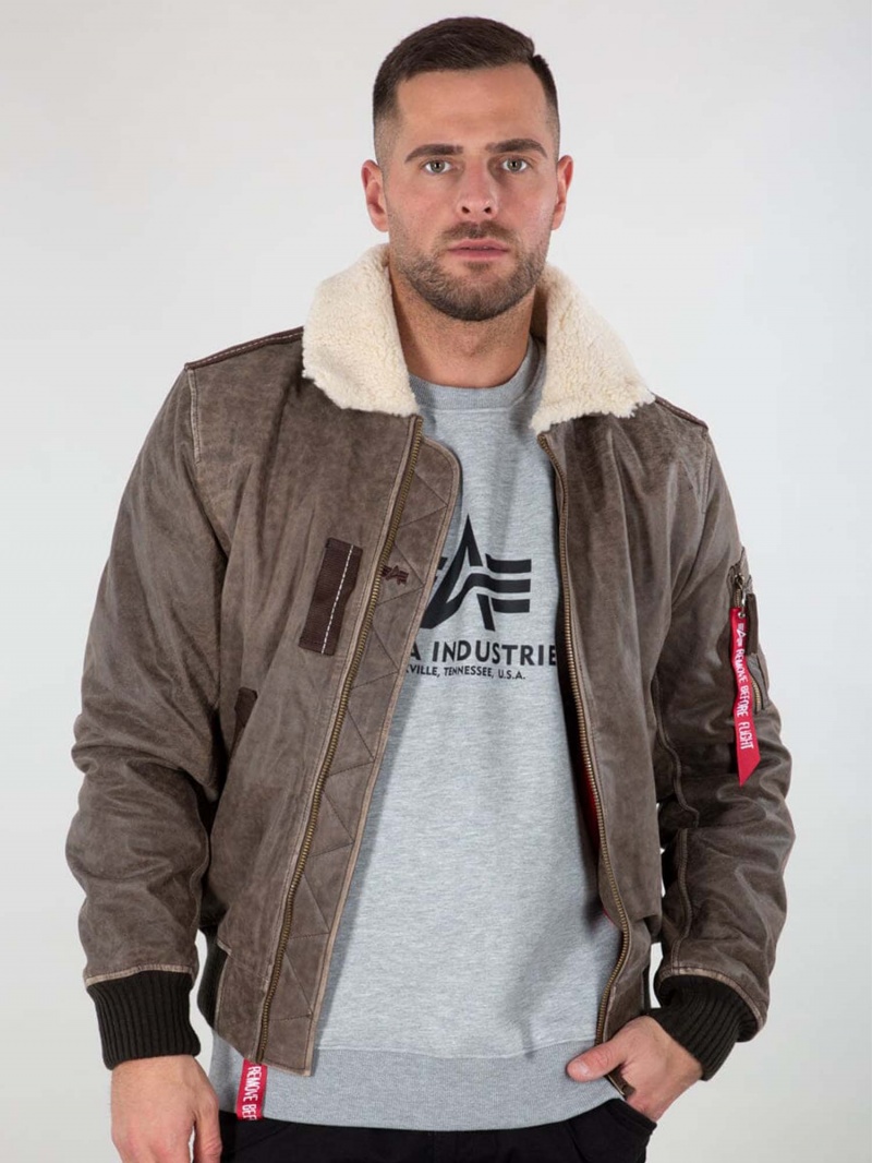 Giacche Alpha Industries Injector Iii Pelle Uomo Marroni | 93721-MAUV