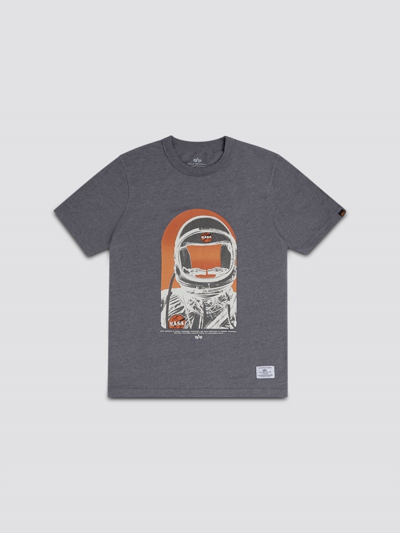 Magliette Alpha Industries Nasa Moon Man Uomo Grigie Arancioni | 17349-JUDW