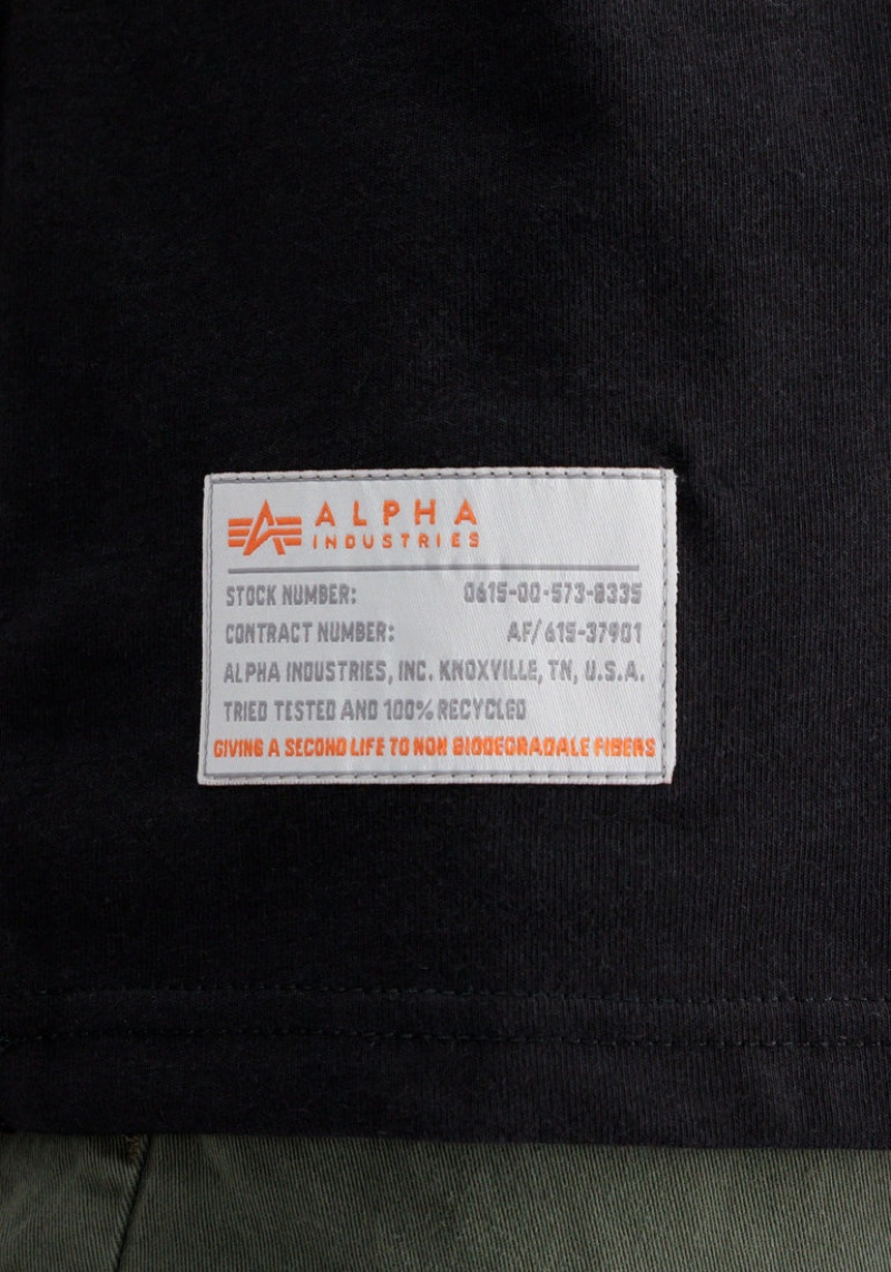 Magliette Alpha Industries Recycled Label Uomo Nere | 58172-QRDM