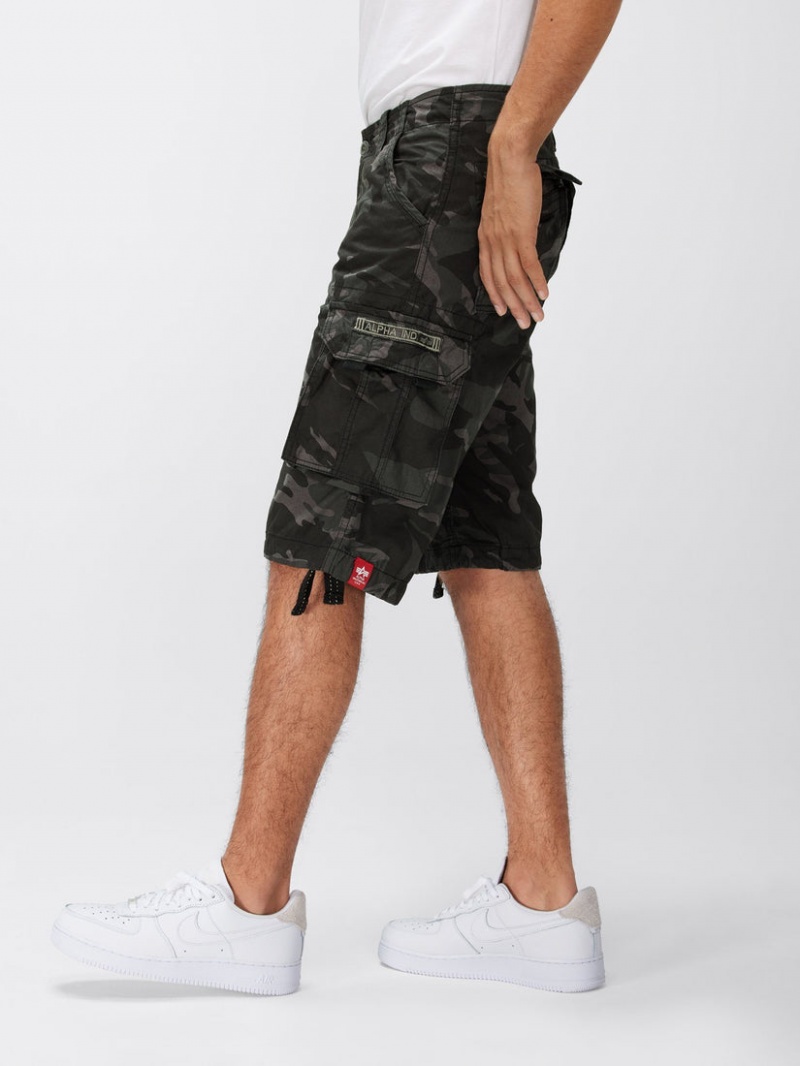 Pantaloncini Alpha Industries Jet Uomo Nere Camouflage | 29738-FGRV