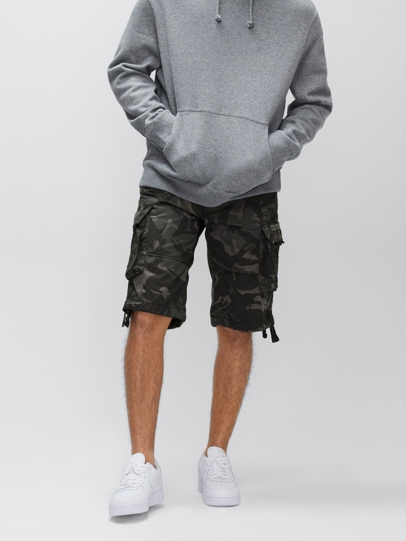 Pantaloncini Alpha Industries Jet Uomo Nere Camouflage | 29738-FGRV