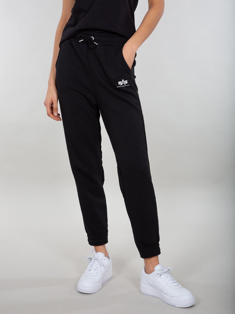 Pantaloni Alpha Industries Basic Jogger Small Logo W Donna Nere | 49706-HBCT