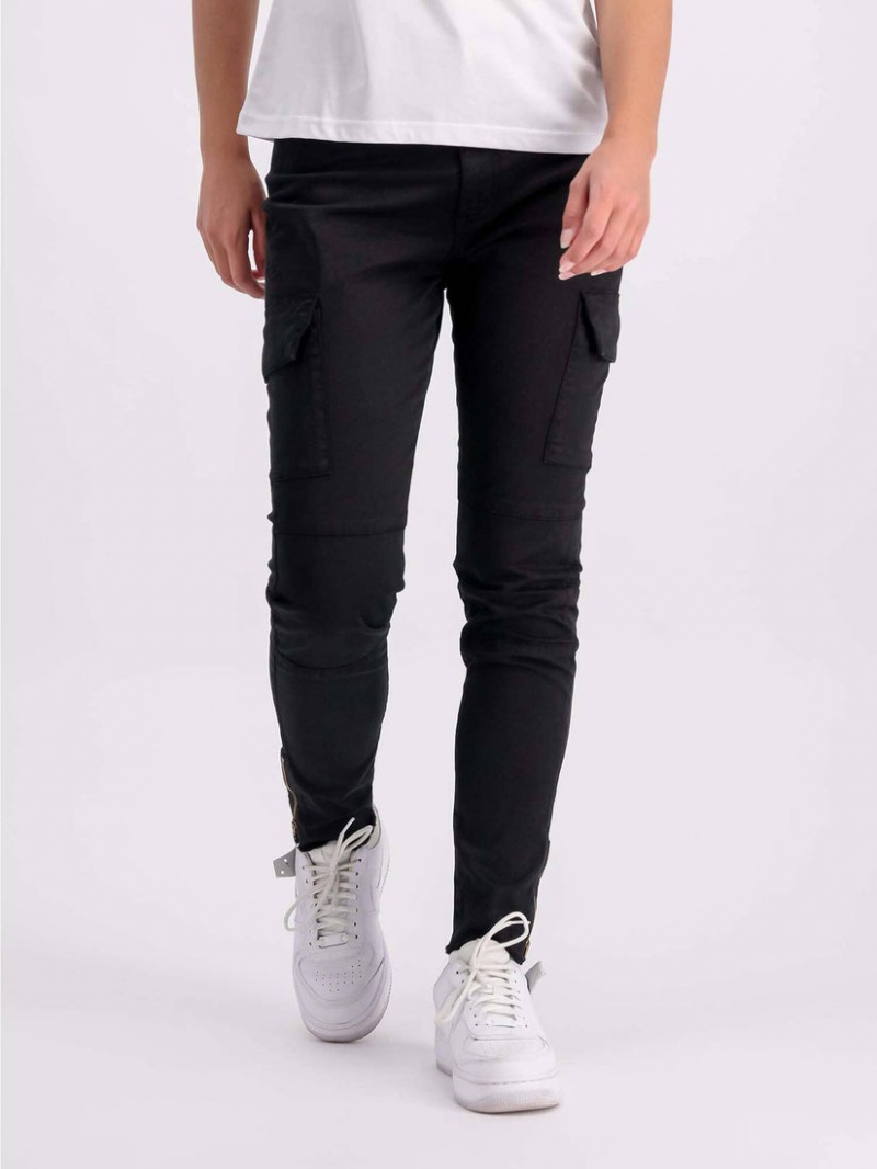 Pantaloni Alpha Industries Cargo Zip W Donna Nere | 49025-JGKB