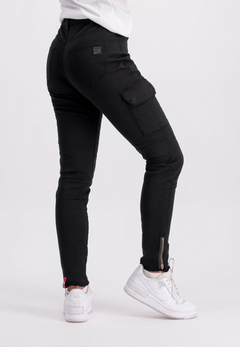 Pantaloni Alpha Industries Cargo Zip W Donna Nere | 49025-JGKB